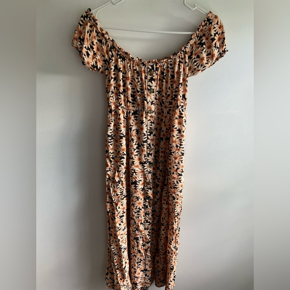 AEO Sunflower off the shoulder dress